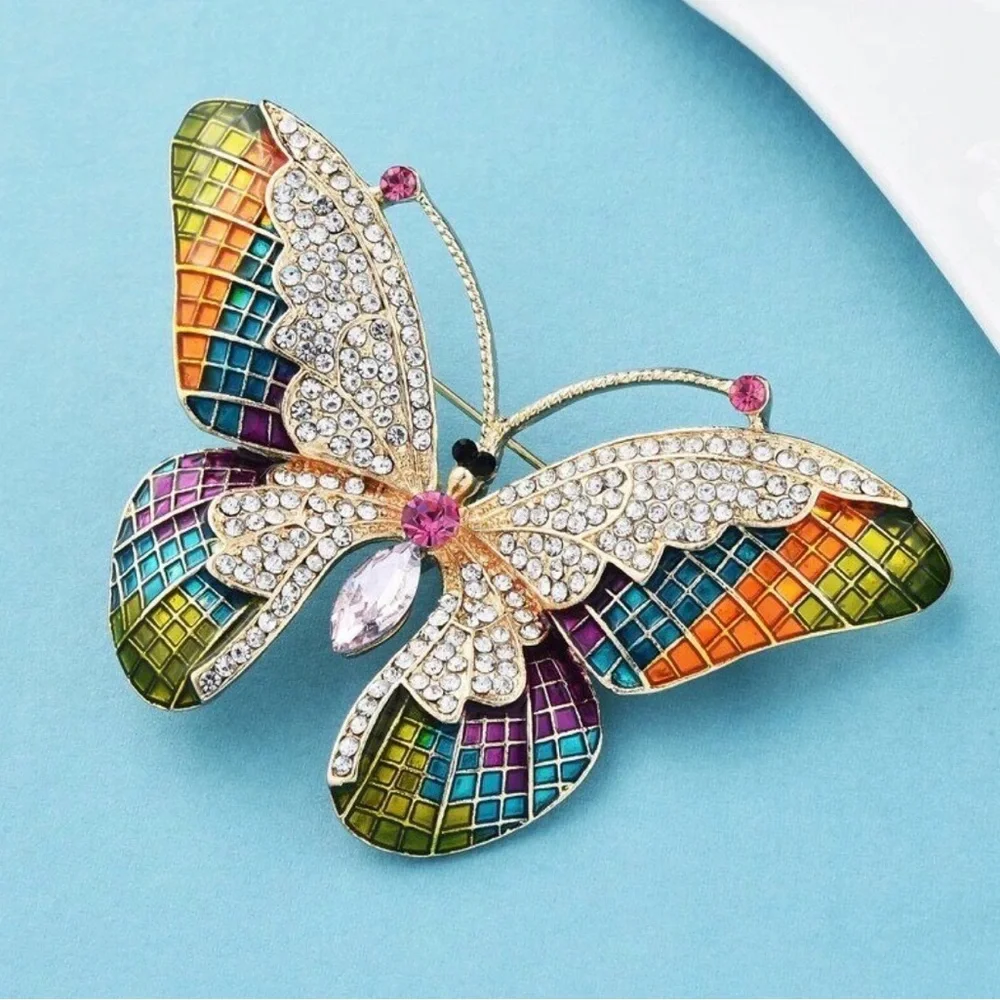 Colorful Butterfly Brooch with Crystals - Picture 3 of 3